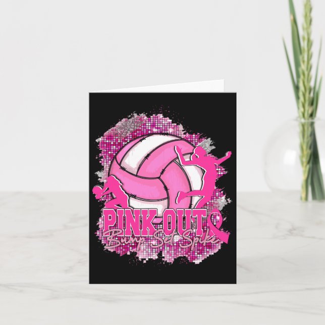 Carte Pink Out Bump Set Spike Volleybyll Cancer du sein  (Devant)