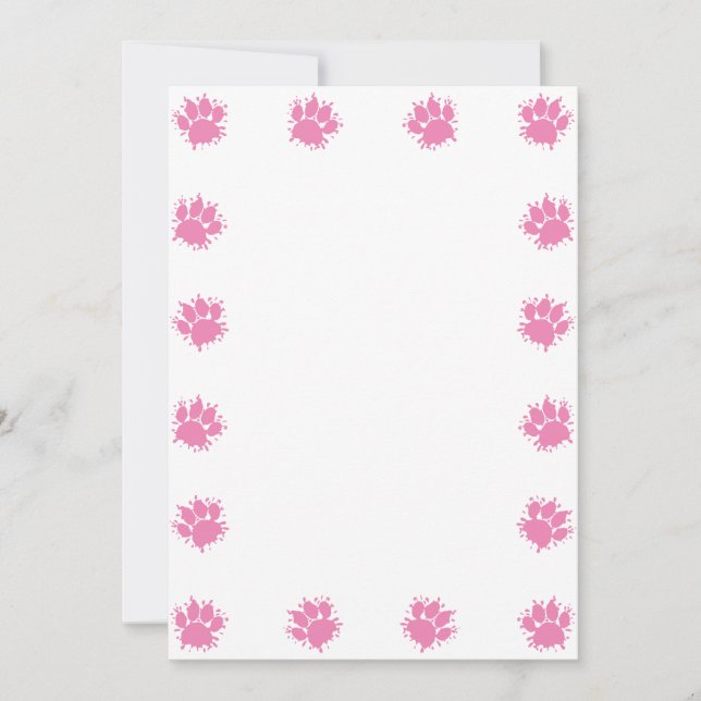 Carte Pink Paint Splatter Chien Empreintes de pattes do- (Devant)