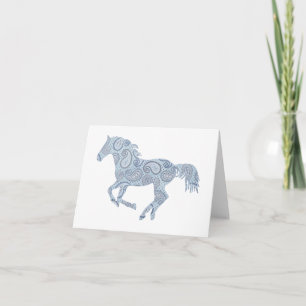 Carte Pink Paisley Horse Note Card