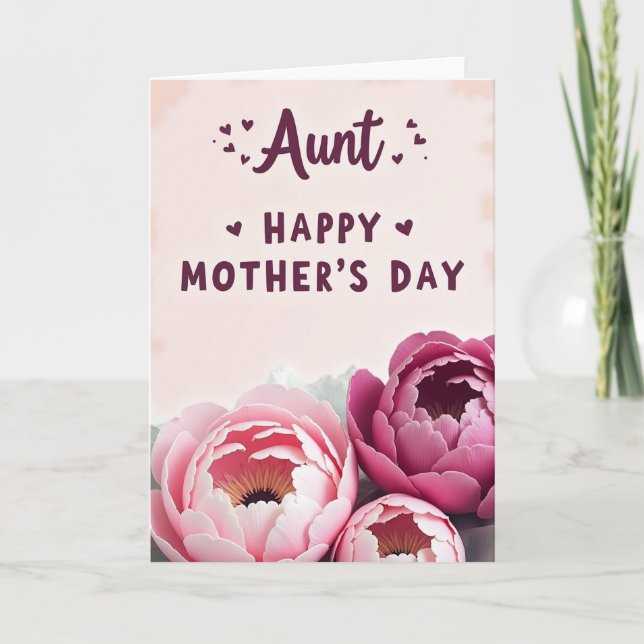 Carte Pink Peony Aunts Day Card (Devant)
