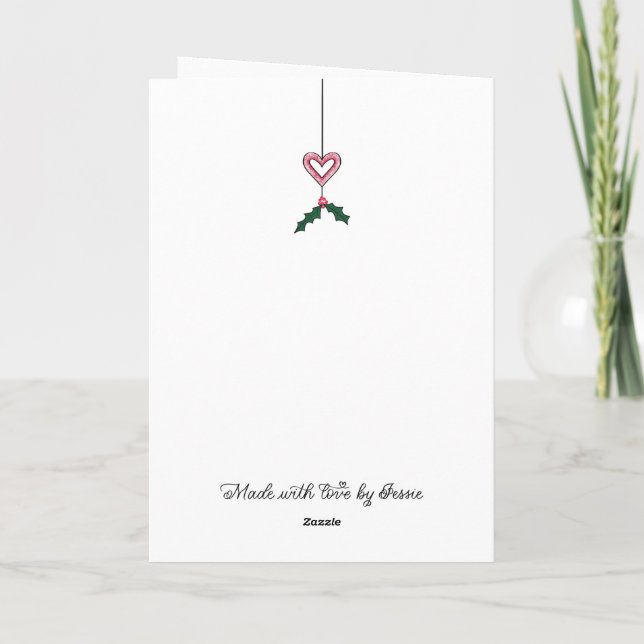 Carte Pink Poinsettia Holiday Wreath (Dos)