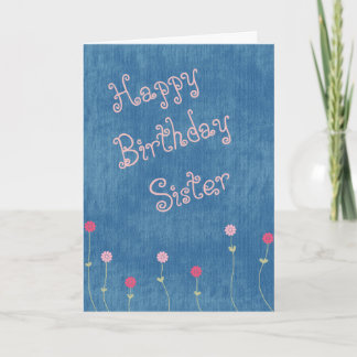 Carte Pink posies on Denim Sister Birthday