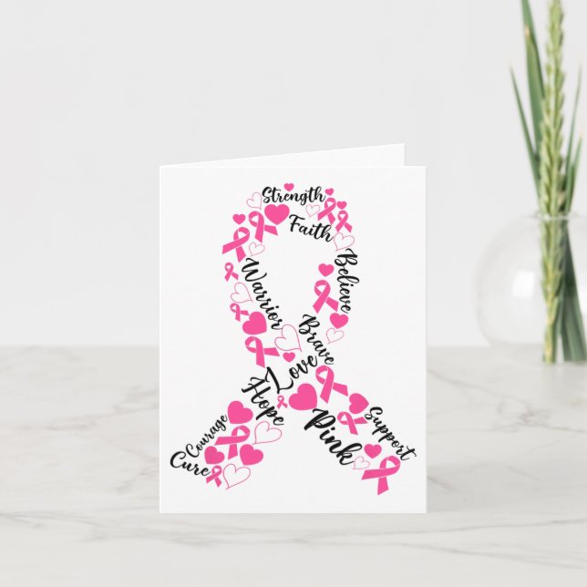 Carte Pink Ribbon Cancer du sein Mois de sensibilisation (Devant)