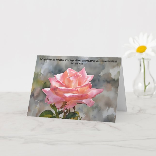 Carte Pink Rose Art Bible Verse Penser à votre foi (Petite plante)