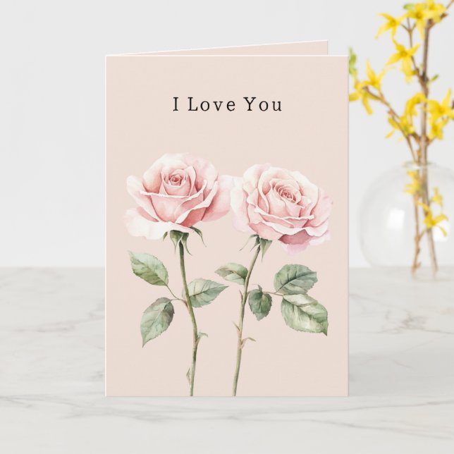 Carte Pink Roses Floral Love (Fleur jaune)