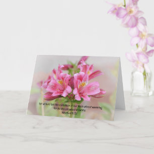 Carte Pink Tropical Flowers Bible Verse Art Note Card