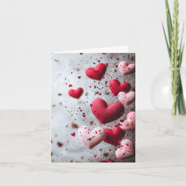 Carte Pink und Red Hearts Valentine's Greeting (Devant)