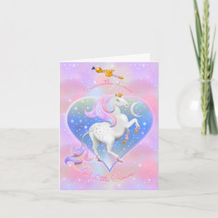 Carte Pink Unicorn Princess with Crown and Sceptre