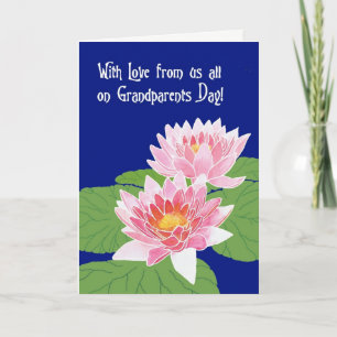Carte Pink Water Lys on Blue Grand-parents Day