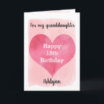 Carte Pink Watercolor Heart 15e Birthday Granddaughter<br><div class="desc">A watercolor pink heart 15th birthday for granddaughter that feobjets a heart against a pretty pink watercolor, which you can personalize underneath the heart with name. The inside of this watercolors birthday card reads a sweet sensit, which be easily personalized. Les objets de mémoire, les objets de mémoire, les objets...</div>
