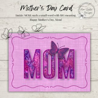 Carte Pink Watercolor Mother’s Day Card with Butterfly 