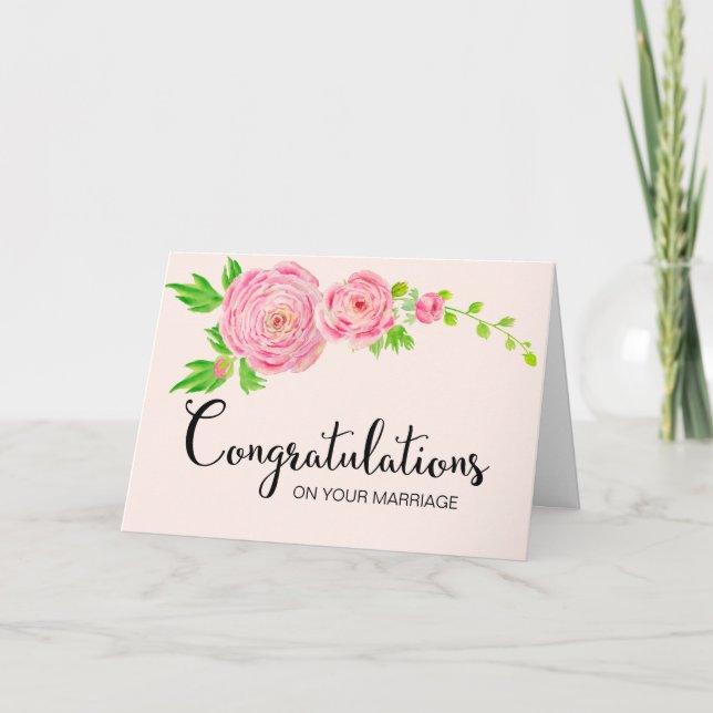 Carte Pink Watercolor Ranunculus Congratulation (Devant)