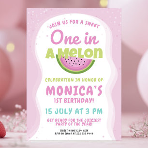 Carte Pink Watermelon Enfants 1er anniversaire Fêt
