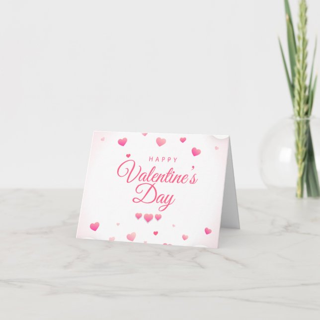 Carte Pink  "XOXO"Hearts Happy Valentine's Day (Devant)