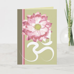Carte Pink Zen Lotus Flower Yoga And White OM Aum Symbon