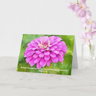 Carte Pink Zinnia Flower Faith Bible Verse Pensées