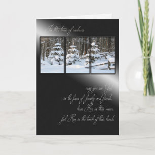 Carte pins d'hiver en forêt pour la compassion