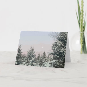 Carte Pins enneigés au clair de lune au coucher du solei
