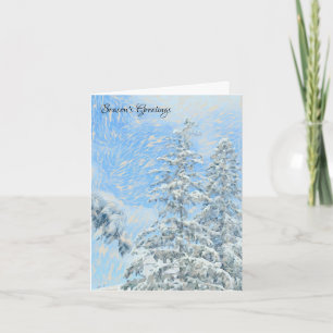 Carte Pins neigeux Blue Sky Watercolor Vacances