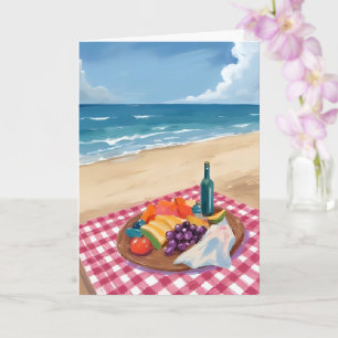 Carte Pique-nique à la plage   Peinture du bord de l'océ