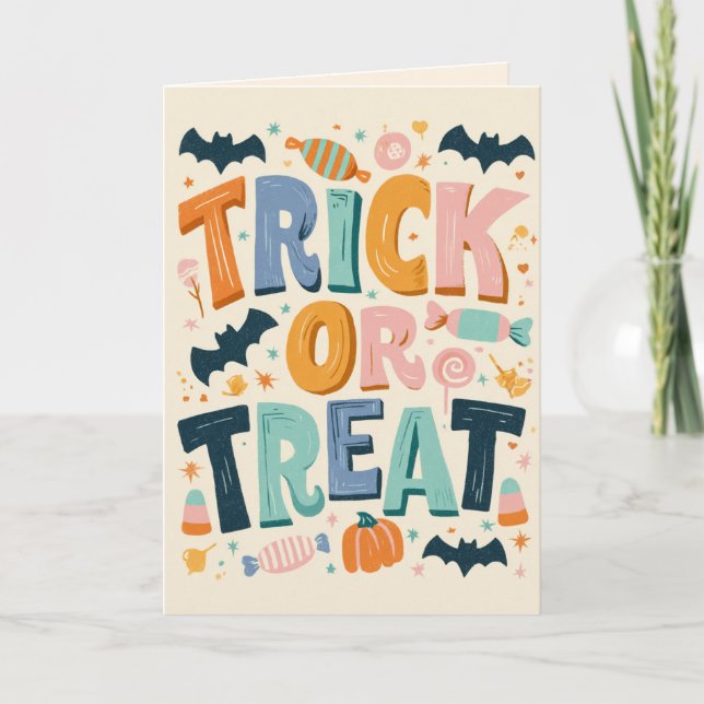 Carte Pique Ou Traiter Pastel Halloween (Devant)