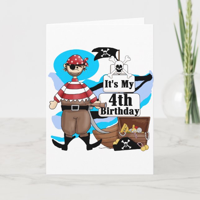 Carte Pirate 4e Anniversaire Tshirts et cadeaux (Devant)