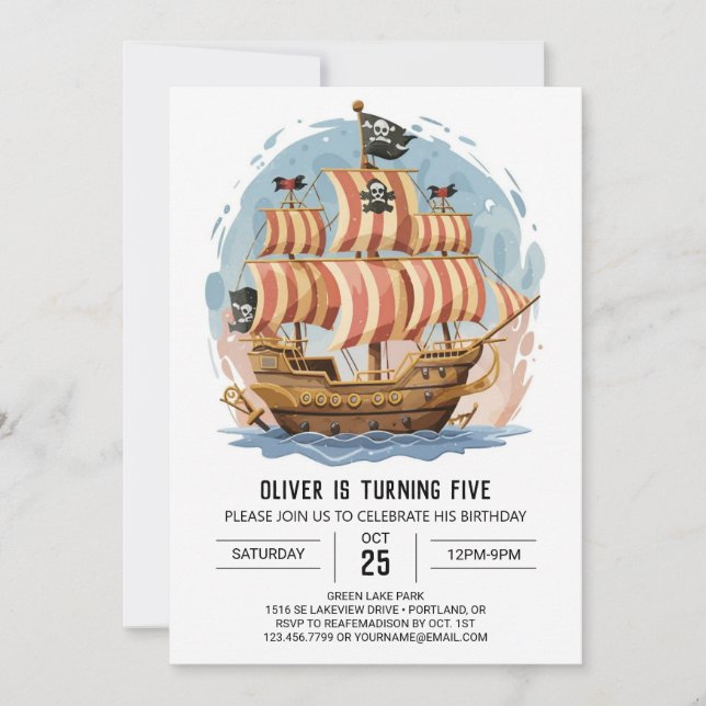 Carte Pirate amusante Enfants Pirate Anniversaire (Devant)