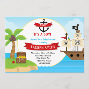 Carte Pirate Baby shower Invitation 5x7