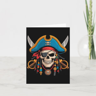 Carte Pirate Crâne et os croisés Squelette Halloween Pou