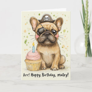 Carte Pirate French Bulldog Anniversaire