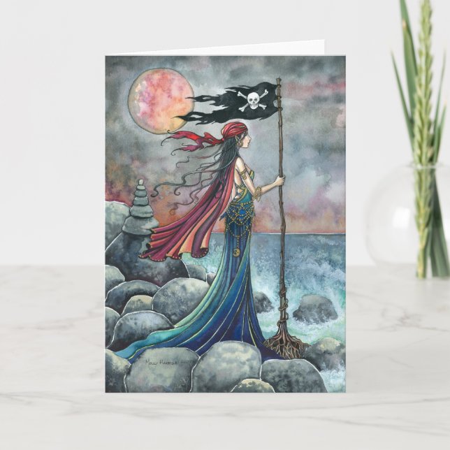 Carte Pirate girl Gothic Fantasy Art Greeting Card (Devant)