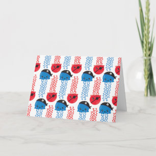 Carte Pirate Jellyfish, Motif de méduses, Sea Animaux