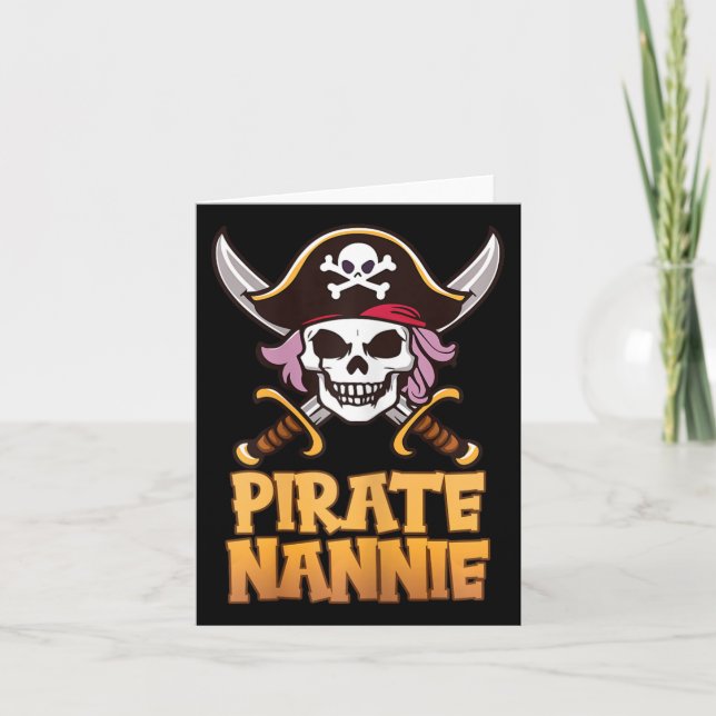 Carte Pirate Nannie Funny Capitaine Grandma Coût d'Hallo (Devant)