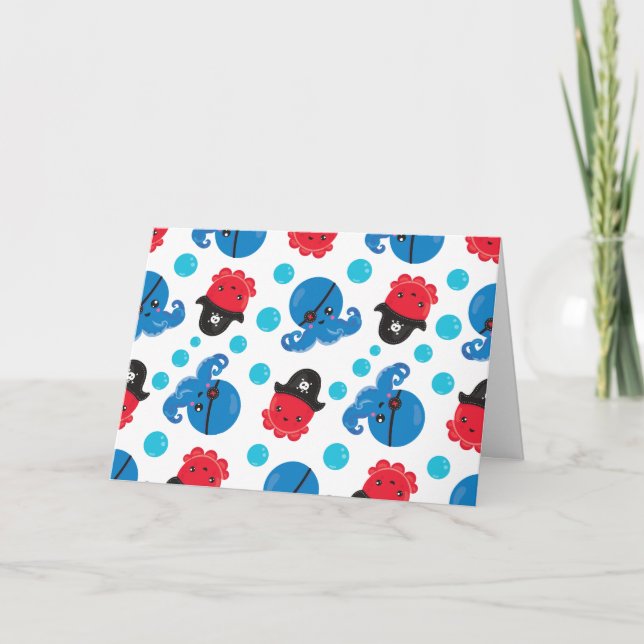 Carte Pirate Octopus, Motif de pieuvre, Animaux de mer (Devant)