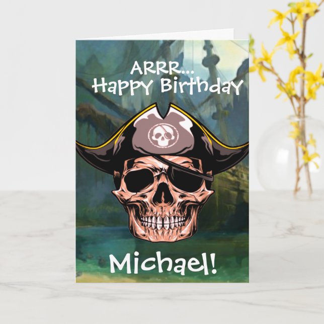 Carte Pirate Skull Capitaine Jack (Fleur jaune)