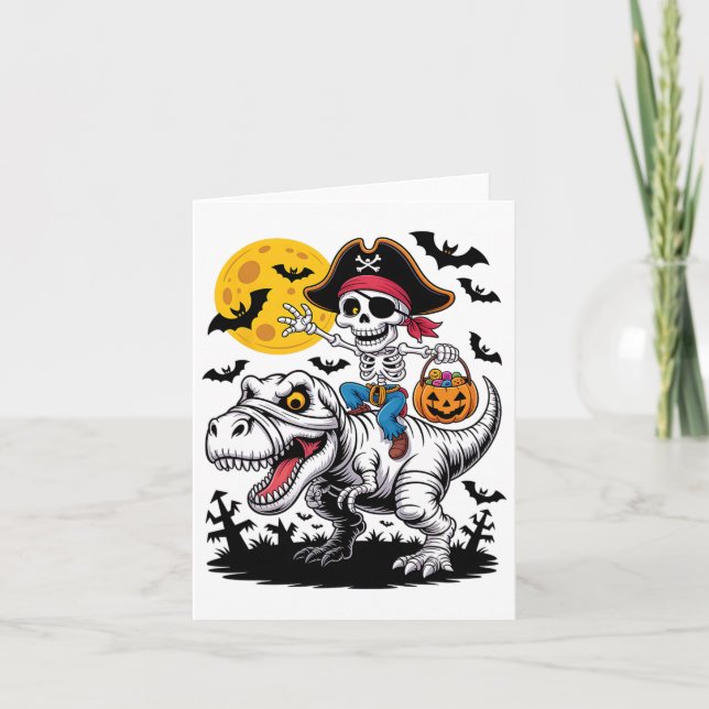Carte Pirate Squelette Halloween T Rex Candy Dinosaur Sh (Devant)