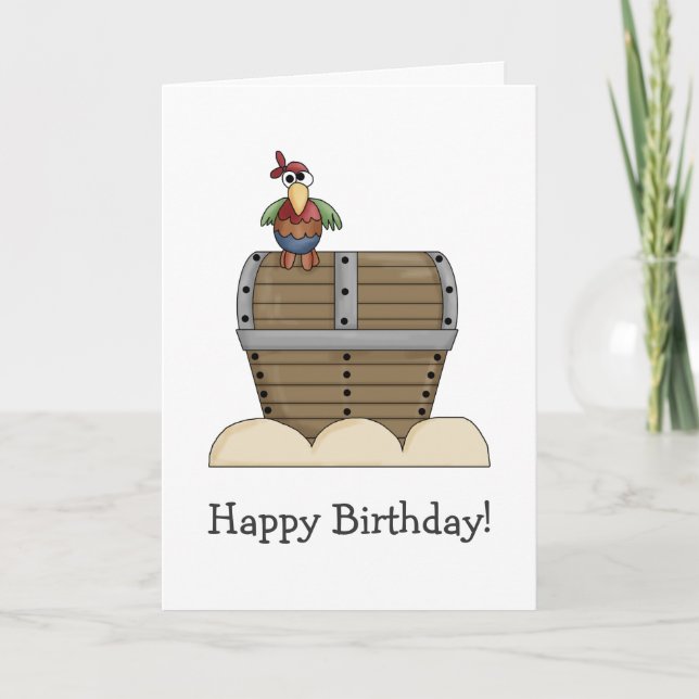 Carte Pirates ・ Poitrine au trésor et perroquet (Devant)