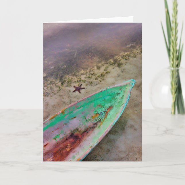 Carte Pirogue et étoiles de mer, par coeur (Devant)