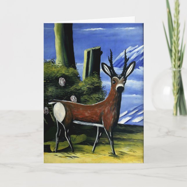 Carte Pirosmani - Roe Deer, Paysage dans l'Arrière - pla (Devant)