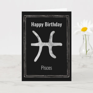 Carte Pisces astrologie zodiac argent Joyeux anniversair