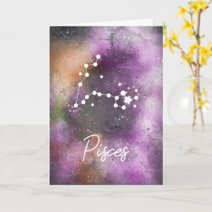 Carte Pisces Constellation Zodiac Purple Galaxy