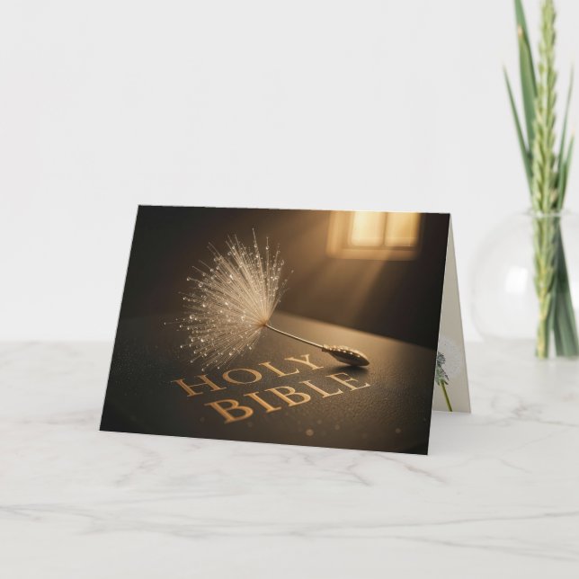 Carte Pissenlit d'anniversaire semis sur une Bible  (Devant)