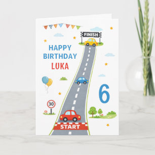 Carte Piste de course pour enfants fêtant leur 6e annive