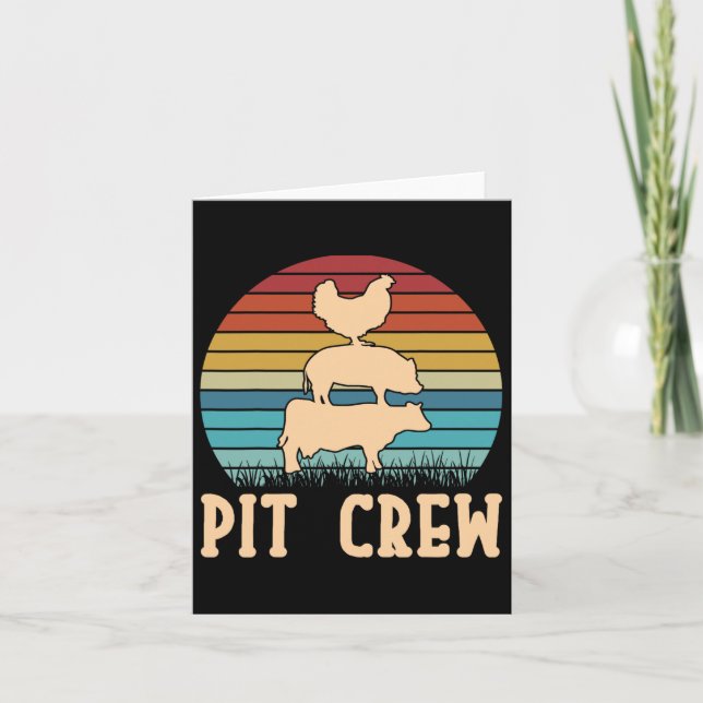 Carte Pit Crew Cow Pig Poulet Byrbecue Grillade Bbq (Devant)
