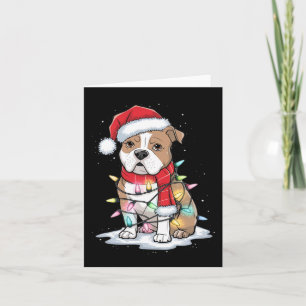 Carte Pitbull Arbre de Noël mignonne Santa Chapeau lumiè
