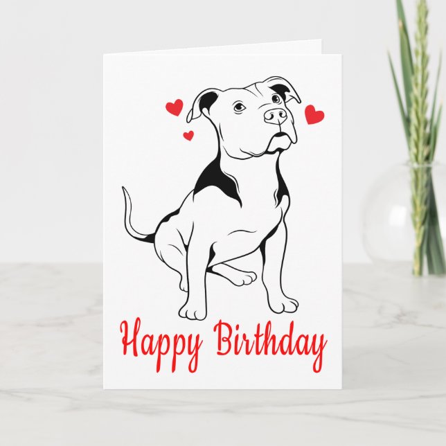 Carte Pitbull Chiot Anniversaire Pittie Pit Bull Chien A (Devant)