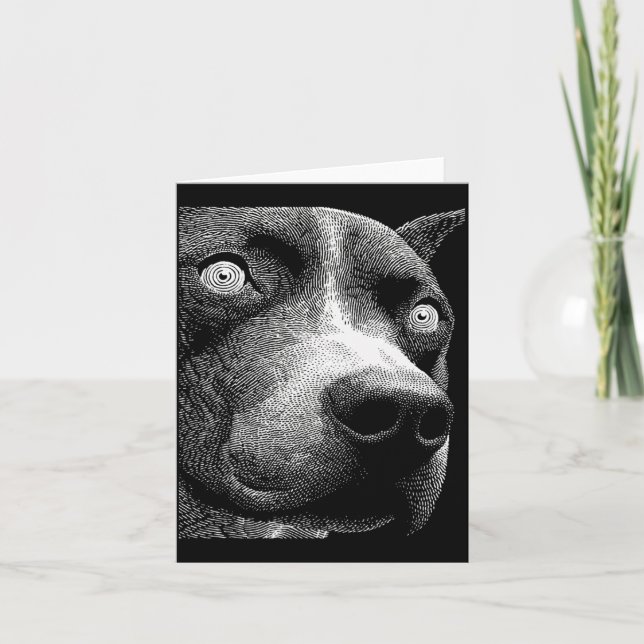 Carte Pitbull hypnotique yeux bizarres weirdcore effraya (Devant)
