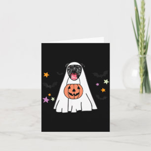 Carte Pitbull Noir Boo Fantôme Amoureux des Chiens Hallo