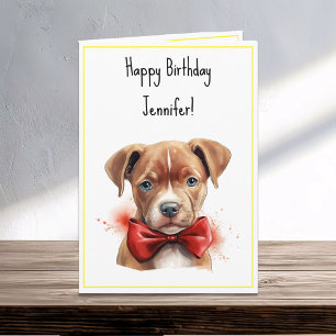 Carte Pitbull Pit Bull Puppy Chien Anniversaire Nom