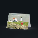 Carte Pittoresque Nubble Lighthouse Joyeux Anniversaire<br><div class="desc">POUR LUI OU SON JOLI ANNIVERSAIRE AVEC LA CÉLÈBRE LUMIÈRE NUBBLE EN MAINE</div>